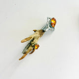 Grouse Foot Brooch with Orange Jewels