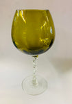 Tall Midcentury art glass green compote