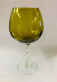 Tall Midcentury art glass green compote