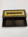 Antique carved wooden cribbage board box