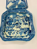 Antique Willow pattern tureen with drip tray