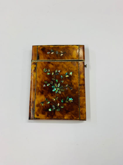 Victorian turtle shell and Paua shell card case