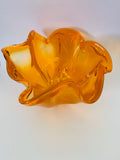 Large impressive orange midcentury Art glass bowl