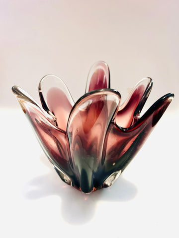 Deep Purple Art Glass Vase with Six Points