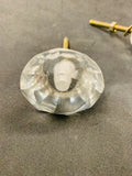 Pair of vintage glass drawer or cupboard handles