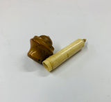 Unique vegetable ivory or Tagua nut and bone needle case