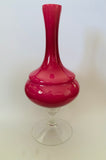 Tall pink Art glass vase with clear base