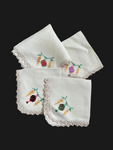 Set of Four Napkins with Chinese Lantern Embroidery