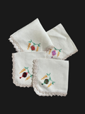 Set of Four Napkins with Chinese Lantern Embroidery