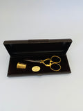 Solingen gold plated scissors and thimble
