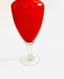 Fluted Red Vase with Twisted Clear Base