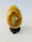 Brown Ringed Agate Egg with White Green Yellow Rings