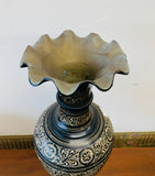 Large vintage brass vase with black detail
