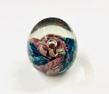 Nebula Paperweight with Pink and Blue Swirls and Central Bubble