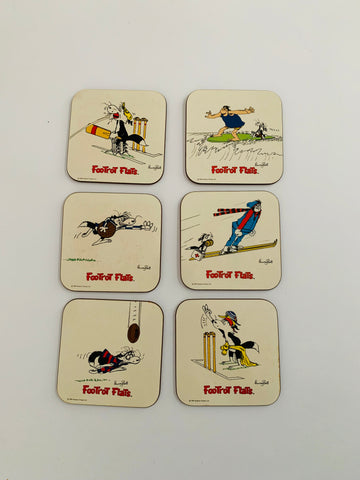 Set of 6 vintage Footrot Flats coasters