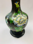 Antique Cloisonné vase on a wooden stand
