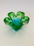 Green and Blue Murano style Art Glass Bowl