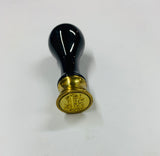 Antique ceramic and brass seal with stylised E