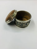 Silver plated pill box with Egyptian design