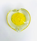 Heart Shaped Flat Paperweight with Yellow Rose