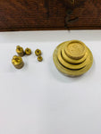 Antique gold weighing scales in box with weights