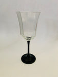 Set of Four French  Luminare Black Stemmed Octagonal Wine Glass