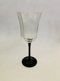 Set of Four French  Luminare Black Stemmed Octagonal Wine Glass