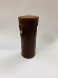 4 mottled Bakelite cups in a leather case