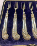 Sterling silver pistol grip dessert forks set of 6