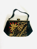 Vintage Black Velvet Beaded Bag