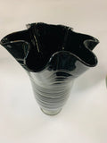 Art glass fluted black glass vase