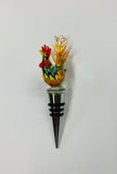 Art glass rooster decanter stopper