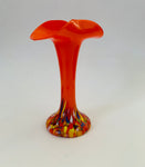 Murano Style Speckled Glass Orange Tulip Vase