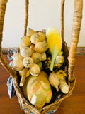 Vintage basket of wooden vegetables