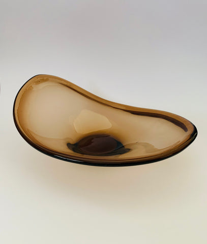 Light Brown Art Glass bowl with Sloped Edges
