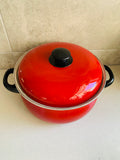 Large vintage enamel lidded cooking pot