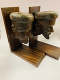 Pair of hard wood men’s head bookends