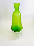 Art Glass Green Decanter with Clear base and Stopper