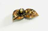 Vintage Costume Brooch Leaves with Gum Nut and faux Pearl Center