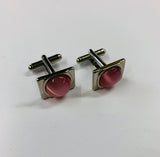 Midcentury pink stone cufflinks