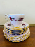 Set of 6 colclough pink roses trios