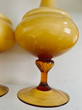 Pair of Mustard Yellow Vases with Orange Base