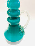 Turquoise midcentury Jug with Clear handle ￼
