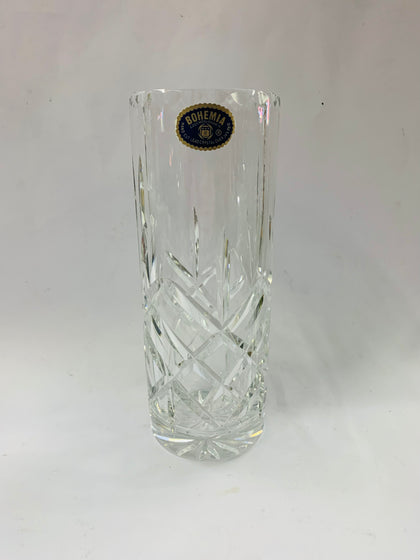 Elegant tall Bohemia crystal vase