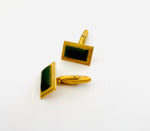 Vintage Set of Cufflinks with Rectangular Base and GreenStone Center