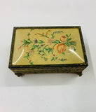 Ornate brass and embroidered jewellery box