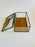 Glass and Lead Light Jewellery Box with Lily on top