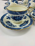 Set of 6 Aynsley blue and white Demitasse cups and saucers