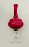 Tall pink Art glass vase with clear base