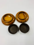 Pair of NZ sovereign wood and Bakelite dishes